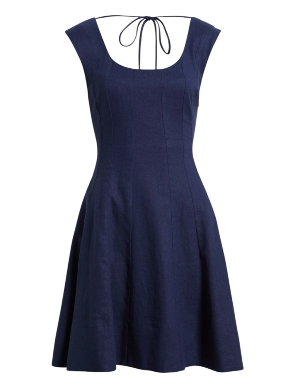 Charles Henry Navy Fit & Flare Mini Dress XS NWT Linen Blend Nordstrom Open Back